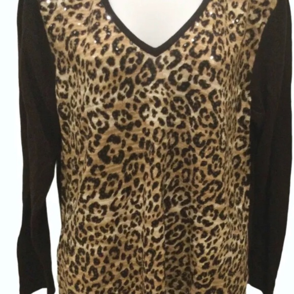 Chico's Jersey Tunic Size 3 Brown Leopard Print - Picture 4 of 11
